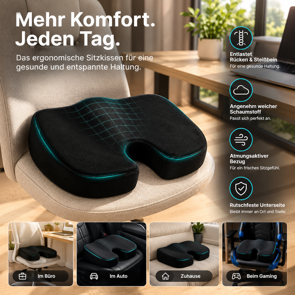 OrthoSSitzkisseneat™ – Ergonomisches Sitzkissen